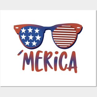 'Merica American Flag Sunglasses Posters and Art